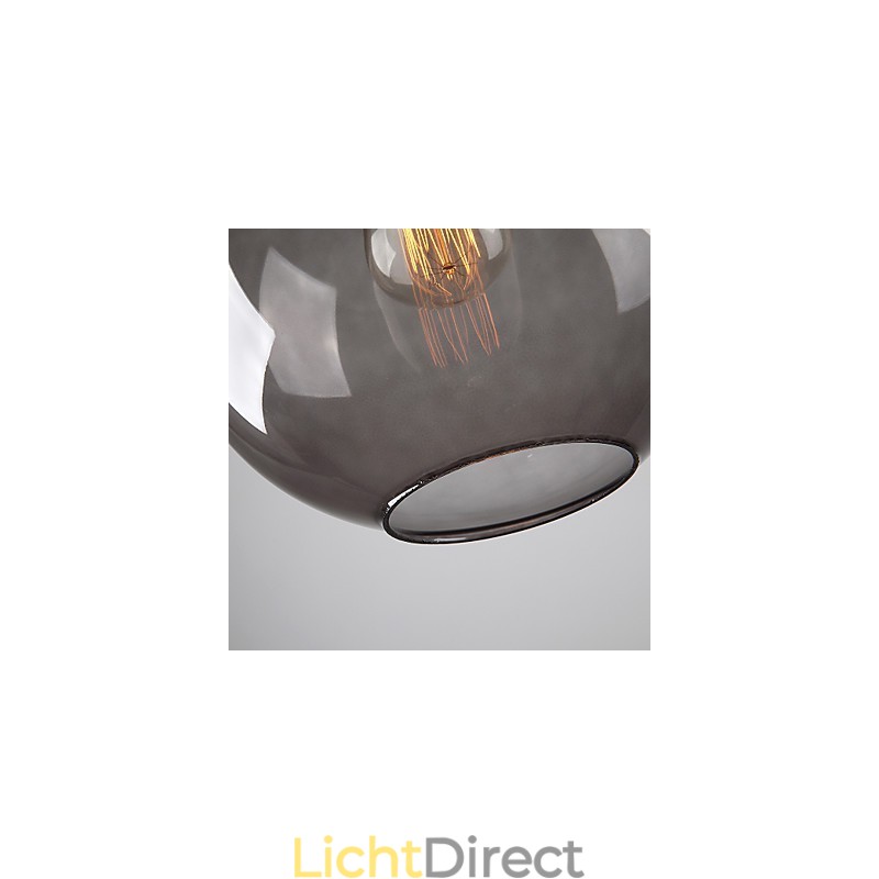 Moderne glazen hanglamp in rond rookgrijs bubbeldesign