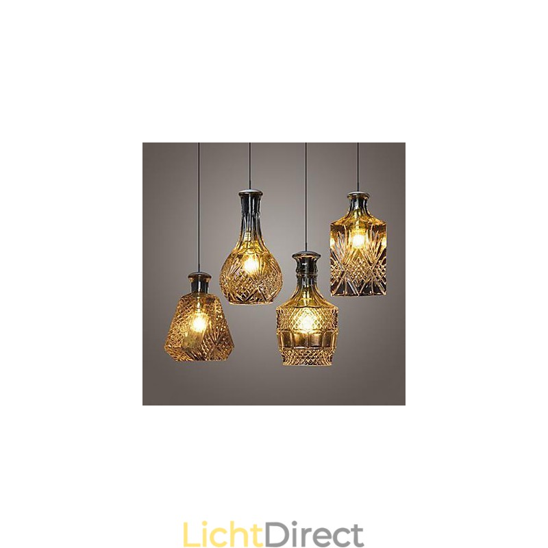 Kristallen glazen lamp 4 lampenkap minimalistische flesverlichting
