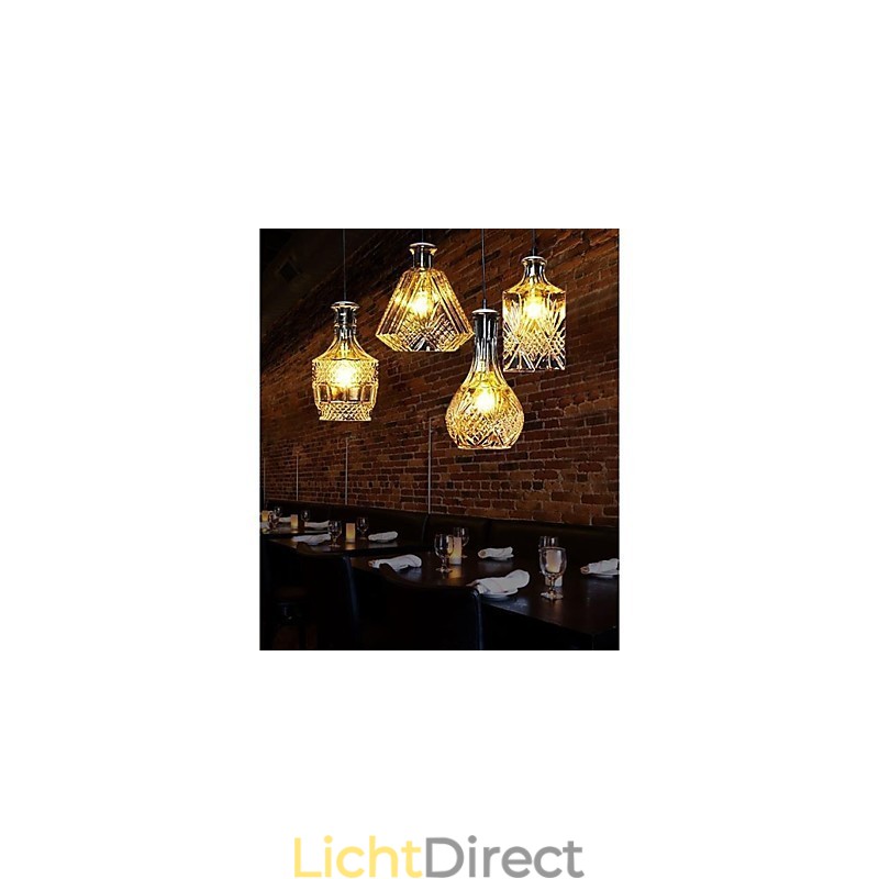Kristallen glazen lamp 4 lampenkap minimalistische flesverlichting