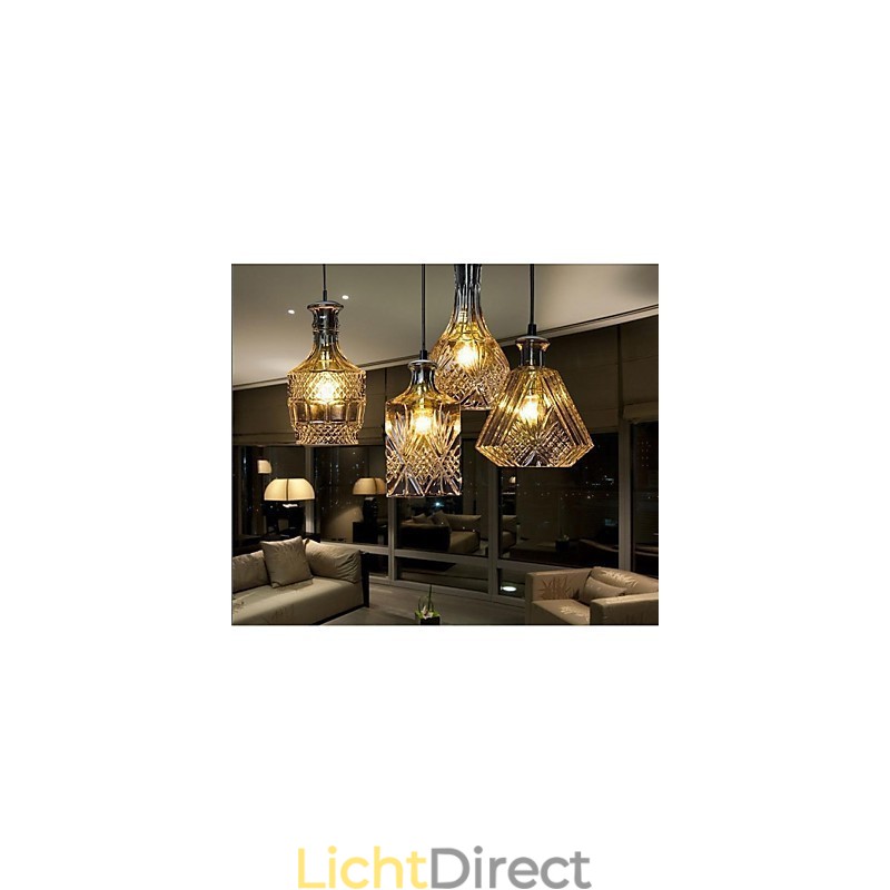Kristallen glazen lamp 4 lampenkap minimalistische flesverlichting