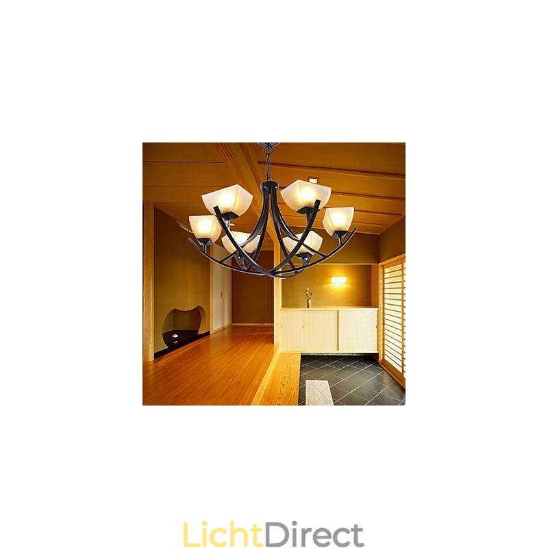 Antiek geïnspireerde hanglamp met 6 lampen