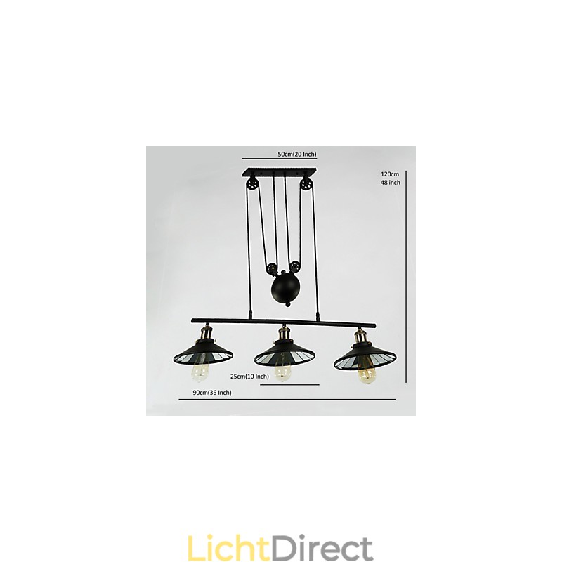 Hanglampen Vintage 3 lampen ST64 lampen inbegrepen Up en Down systeem