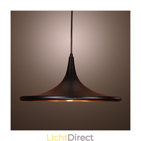 Moderne aluminium hanglamp met zwarte kap Moderne aluminium hanglamp met zwarte kap