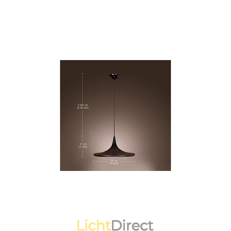 Moderne aluminium hanglamp met zwarte kap