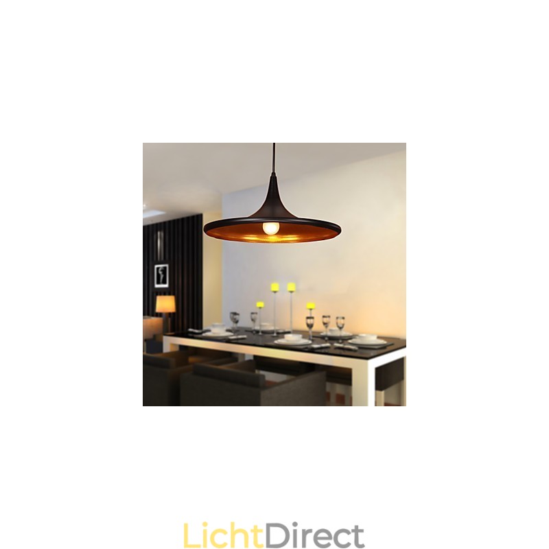 Moderne aluminium hanglamp met zwarte kap