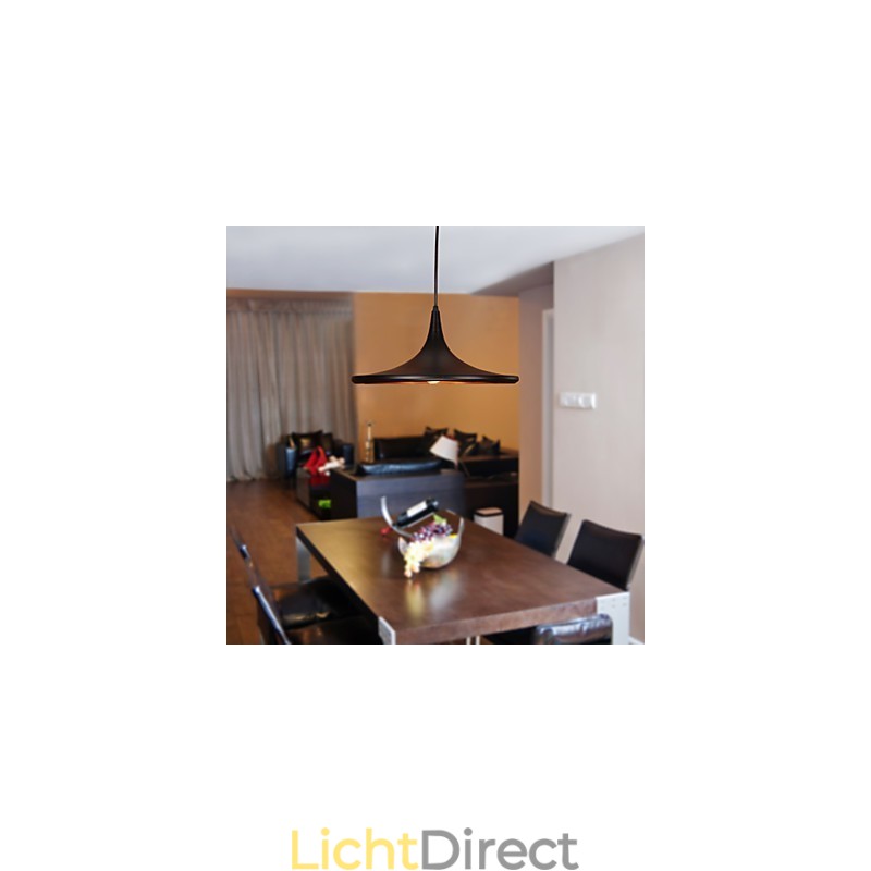 Moderne aluminium hanglamp met zwarte kap