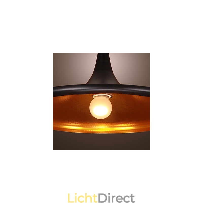 Moderne aluminium hanglamp met zwarte kap