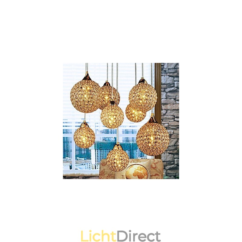 Moderne, eigentijdse Globe Crystal Electroplated metalen hanglamp