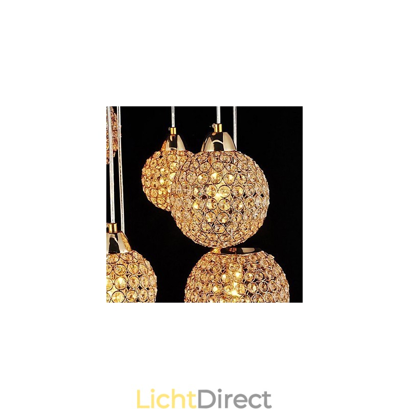Moderne, eigentijdse Globe Crystal Electroplated metalen hanglamp