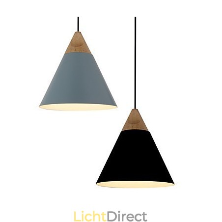 Mini Artistieke Kegelvormige Hanglamp 1 Licht Moderne Eenvoudige Afwerking Zwart Wit Stofblauw Aluminium & Houten Hanglamp
