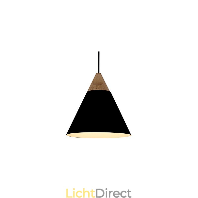 Mini Artistieke Kegelvormige Hanglamp 1 Licht Moderne Eenvoudige Afwerking Zwart Wit Stofblauw Aluminium & Houten Hanglamp