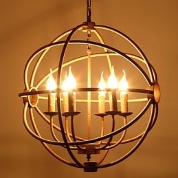 Zittende lampen Nordic Country Smeedijzer Amerikaans Retro Kaars Kroonluchter De Zwarte Kroonluchter