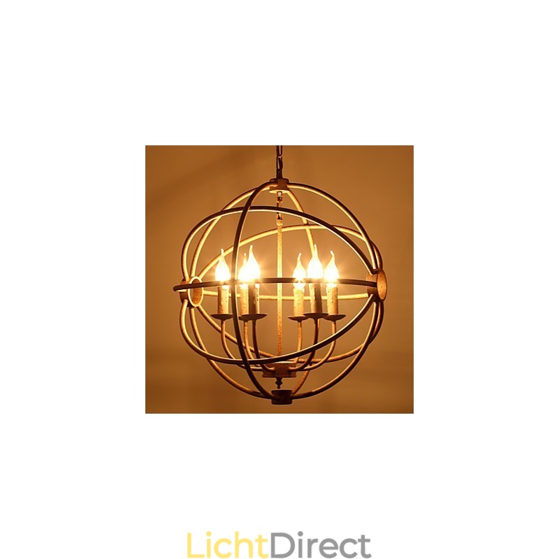 Zittende lampen Nordic Country Smeedijzer Amerikaans Retro Kaars Kroonluchter De Zwarte Kroonluchter