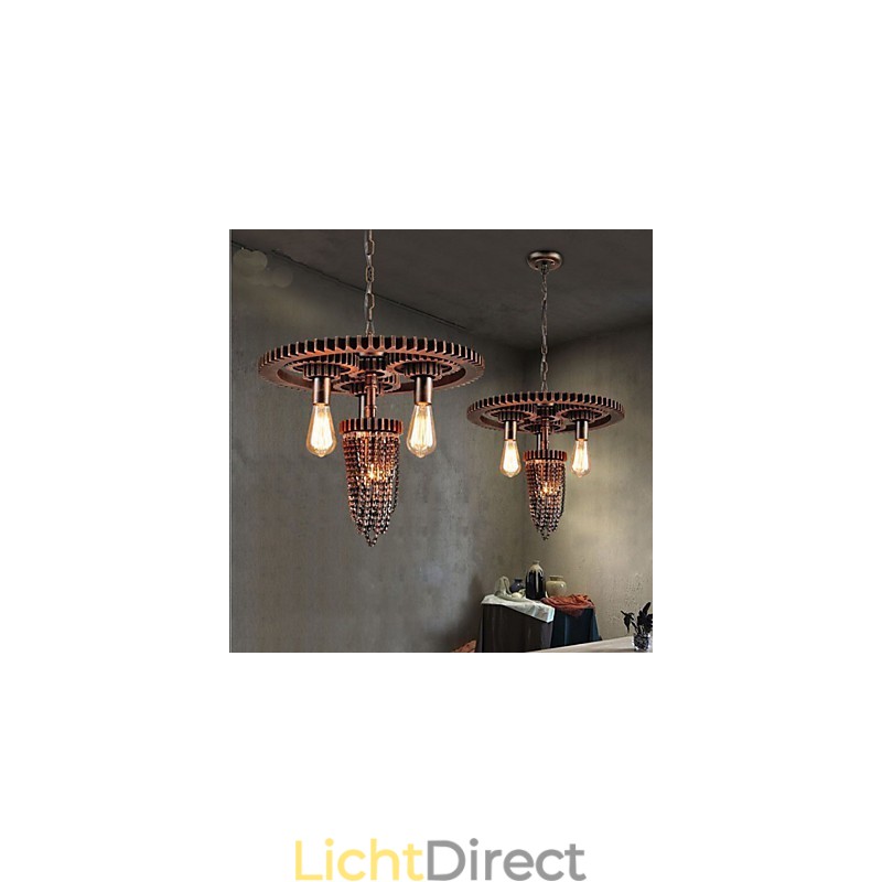 Industriële Wind Cafe Studio Gear Drie Hoofdlamp