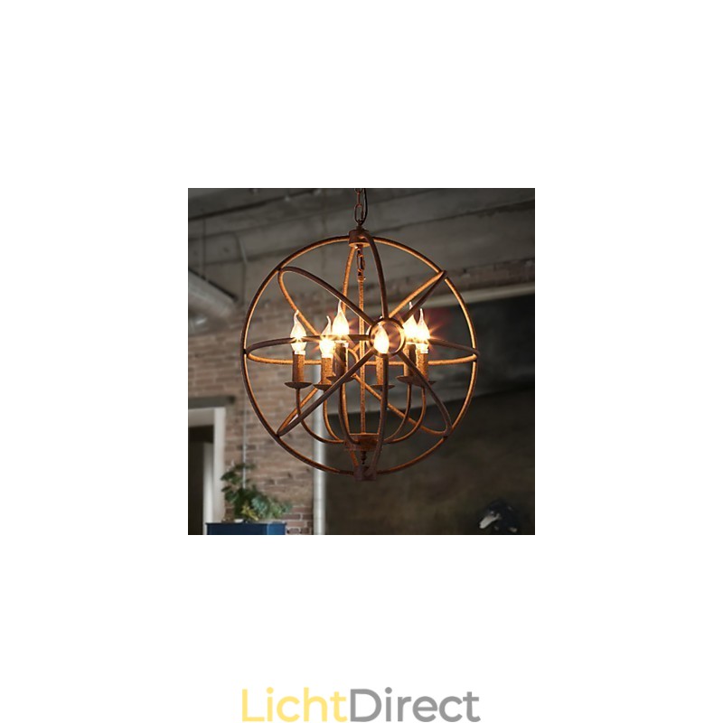 Zittende lampen Nordic Country Smeedijzer Amerikaans Retro Kaars Kroonluchter De Zwarte Kroonluchter