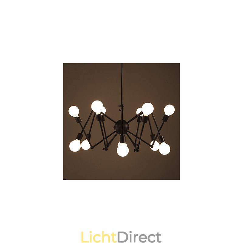 American Loft Black Lights Iron Spider Kroonluchter Met 12 Hoofden