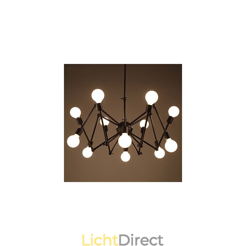 American Loft Black Lights Iron Spider Kroonluchter Met 12 Hoofden