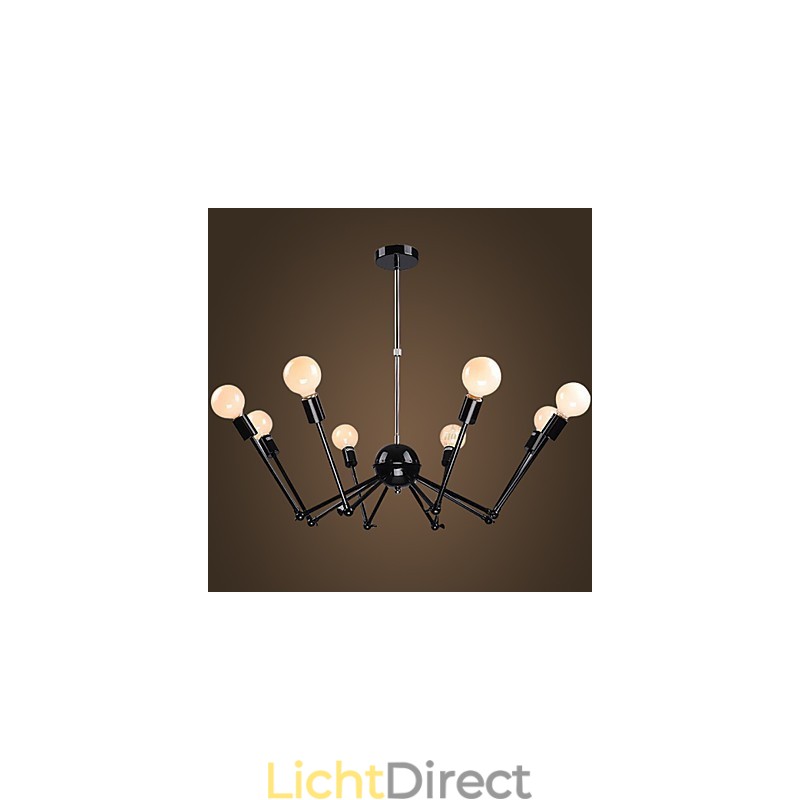 American Loft Black Lights Iron Spider Kroonluchter Met 12 Hoofden