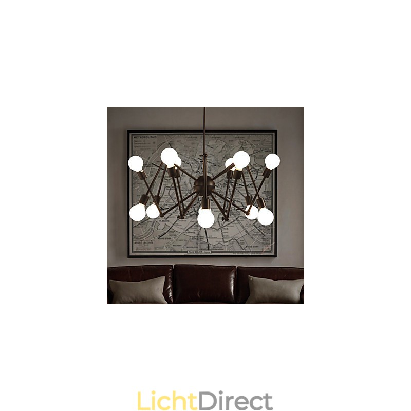 American Loft Black Lights Iron Spider Kroonluchter Met 12 Hoofden