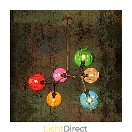 Art Color Glazen Bol Hanglamp 6 Lichts Kroonluchter Art Color Glazen Bol Hanglamp 6 Lichts Kroonluchter