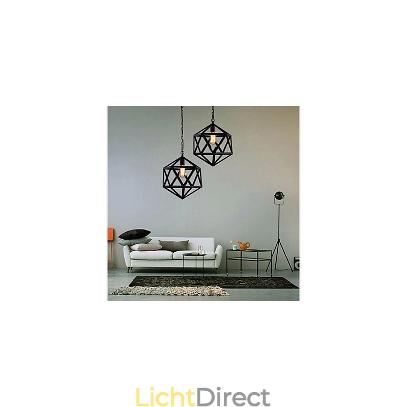 Retro industriële lamp hanglamp hexahedron artistieke originaliteit smeedijzer hanglamp