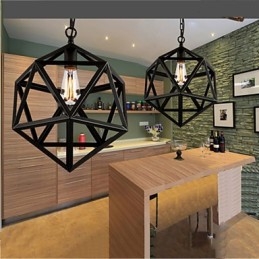 Retro industriële lamp hanglamp hexahedron artistieke originaliteit smeedijzer hanglamp