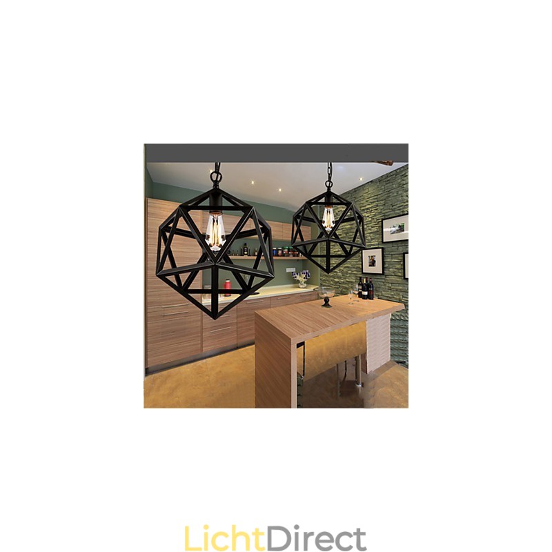 Retro industriële lamp hanglamp hexahedron artistieke originaliteit smeedijzer hanglamp