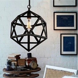 Retro industriële lamp hanglamp hexahedron artistieke originaliteit smeedijzer hanglamp