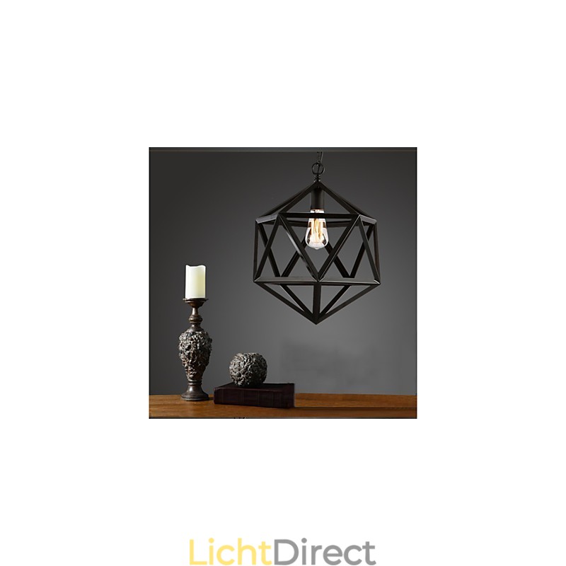 Retro industriële lamp hanglamp hexahedron artistieke originaliteit smeedijzer hanglamp