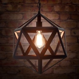 Retro industriële lamp hanglamp hexahedron artistieke originaliteit smeedijzer hanglamp