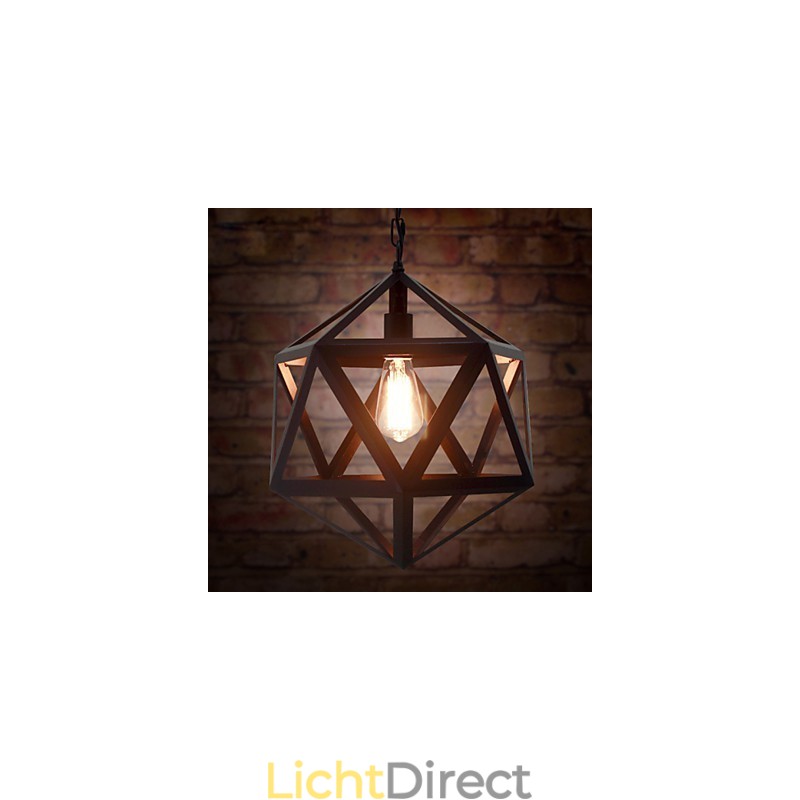 Retro industriële lamp hanglamp hexahedron artistieke originaliteit smeedijzer hanglamp