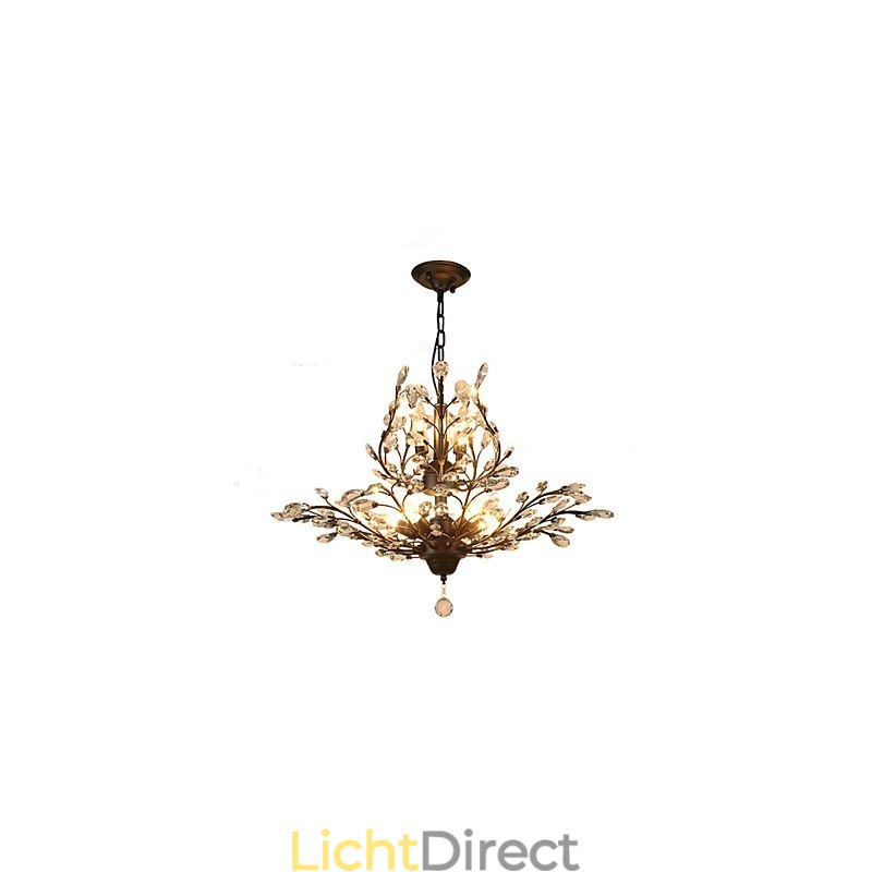 Vintage Crystal Flush Mount 7Lights Metalen Schilderij Zwart OF Goud