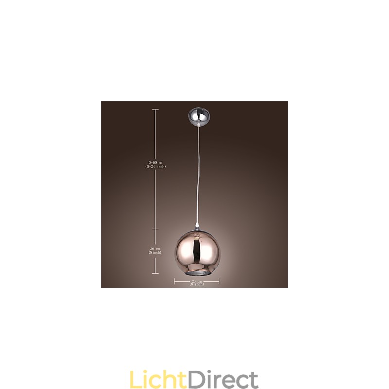 60 Moderne, eigentijdse Globe-gegalvaniseerde metalen hanglamp