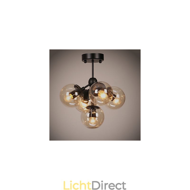 Kroonluchter 5 lampen Glazen bol lampen Retro Buiten Garage Metaal