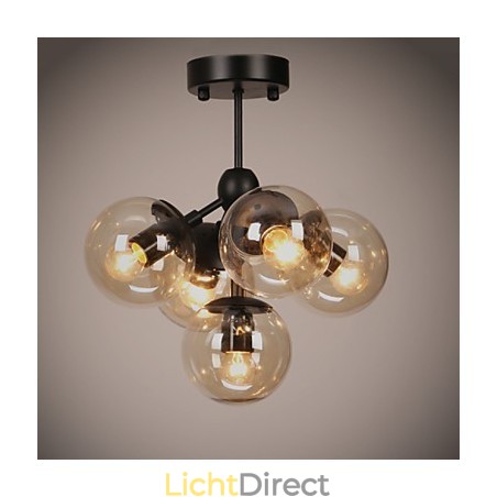 Kroonluchter 5 lampen Glazen bol lampen Retro Buiten Garage Metaal Kroonluchter 5 lampen Glazen bol lampen Retro Buiten Garage Metaal