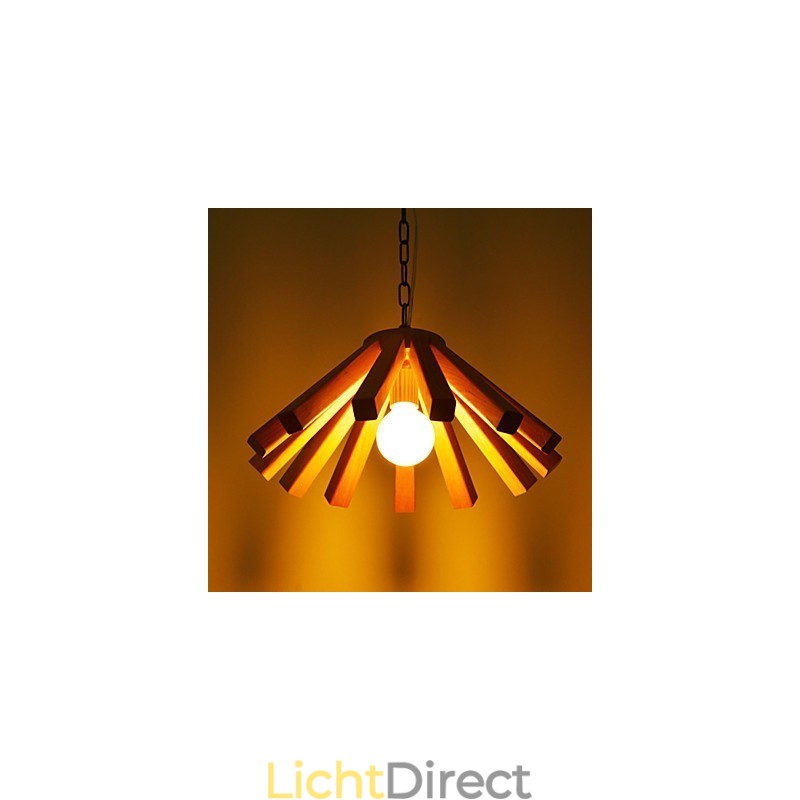 Retro landelijke houten bamboe hanglamp