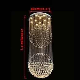 Hanglamp Moderne Kristallen Kroonluchter 12 Lampen Zilveren Baldakijn Helder Kristallen Bol Plafondlampen Armaturen