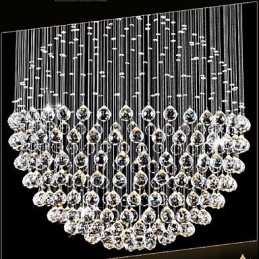 Hanglamp Moderne Kristallen Kroonluchter 12 Lampen Zilveren Baldakijn Helder Kristallen Bol Plafondlampen Armaturen