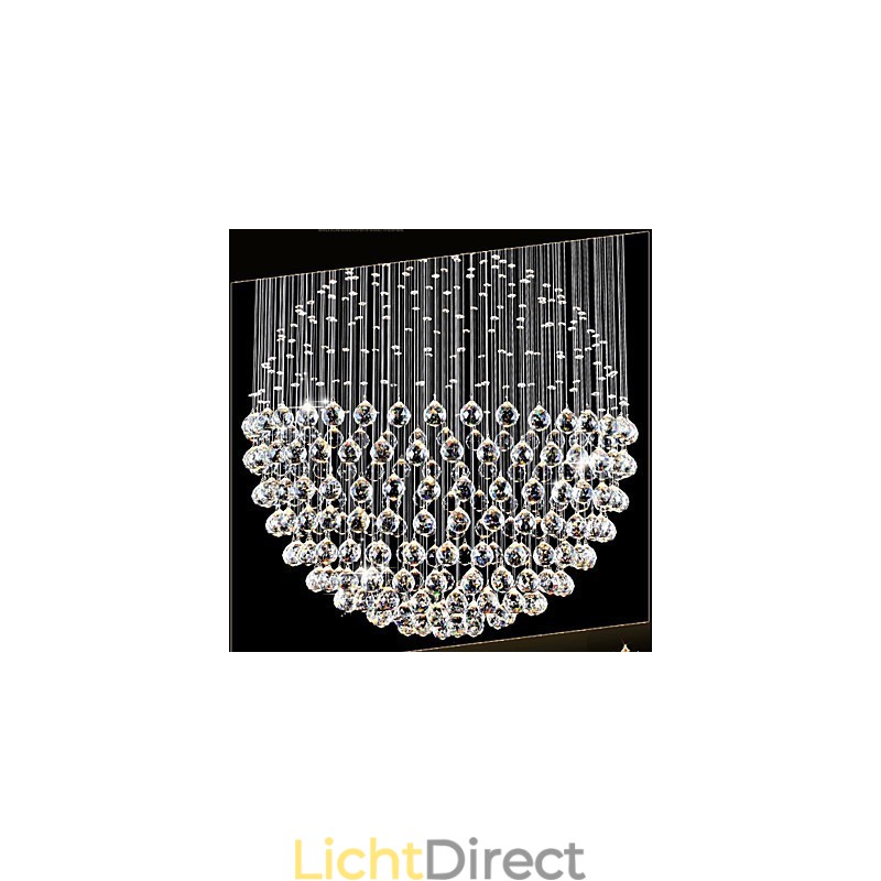 Hanglamp Moderne Kristallen Kroonluchter 12 Lampen Zilveren Baldakijn Helder Kristallen Bol Plafondlampen Armaturen