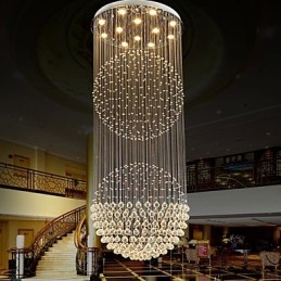 Hanglamp Moderne Kristallen Kroonluchter 12 Lampen Zilveren Baldakijn Helder Kristallen Bol Plafondlampen Armaturen