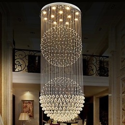 Hanglamp Moderne Kristallen Kroonluchter 12 Lampen Zilveren Baldakijn Helder Kristallen Bol Plafondlampen Armaturen