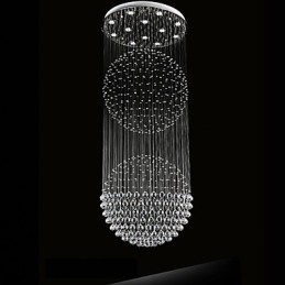 Hanglamp Moderne Kristallen Kroonluchter 12 Lampen Zilveren Baldakijn Helder Kristallen Bol Plafondlampen Armaturen