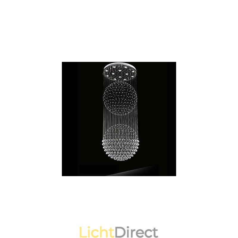 Hanglamp Moderne Kristallen Kroonluchter 12 Lampen Zilveren Baldakijn Helder Kristallen Bol Plafondlampen Armaturen