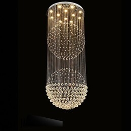 Hanglamp Moderne Kristallen Kroonluchter 12 Lampen Zilveren Baldakijn Helder Kristallen Bol Plafondlampen Armaturen