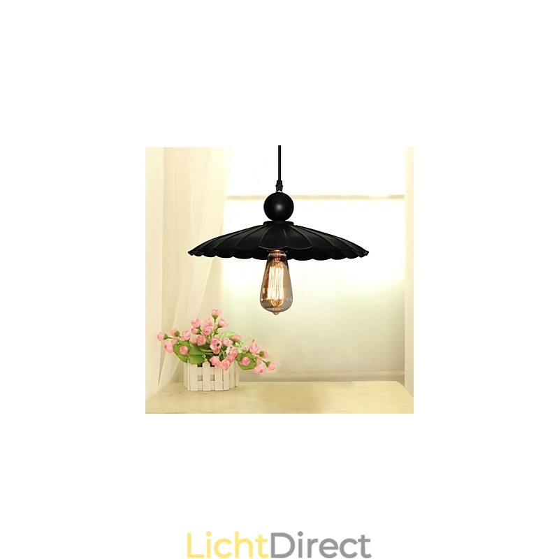 Middelgrote vintage zwarte paraplu metalen hanglamp met één licht