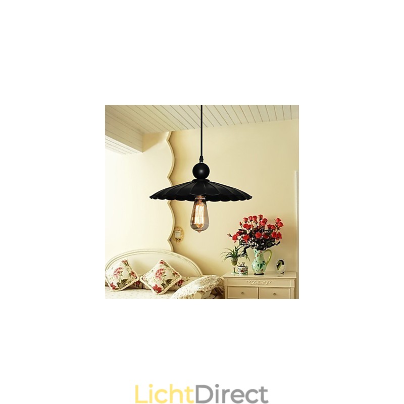 Middelgrote vintage zwarte paraplu metalen hanglamp met één licht