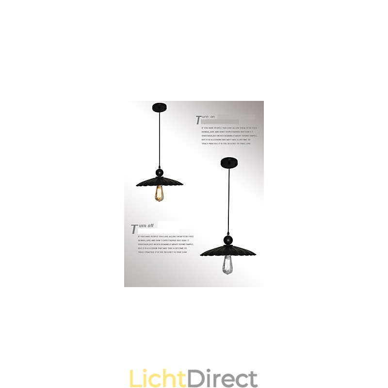 Middelgrote vintage zwarte paraplu metalen hanglamp met één licht
