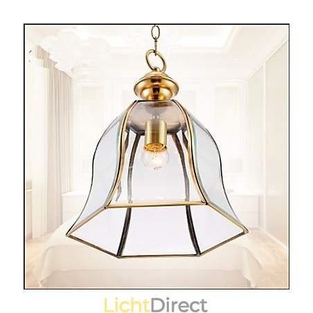 Amerikaanse landelijke kleine hanglamp, geheel van koper, enkel glas Amerikaanse landelijke kleine hanglamp, geheel van koper, enkel glas