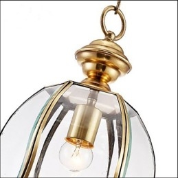Amerikaanse landelijke kleine hanglamp, geheel van koper, enkel glas