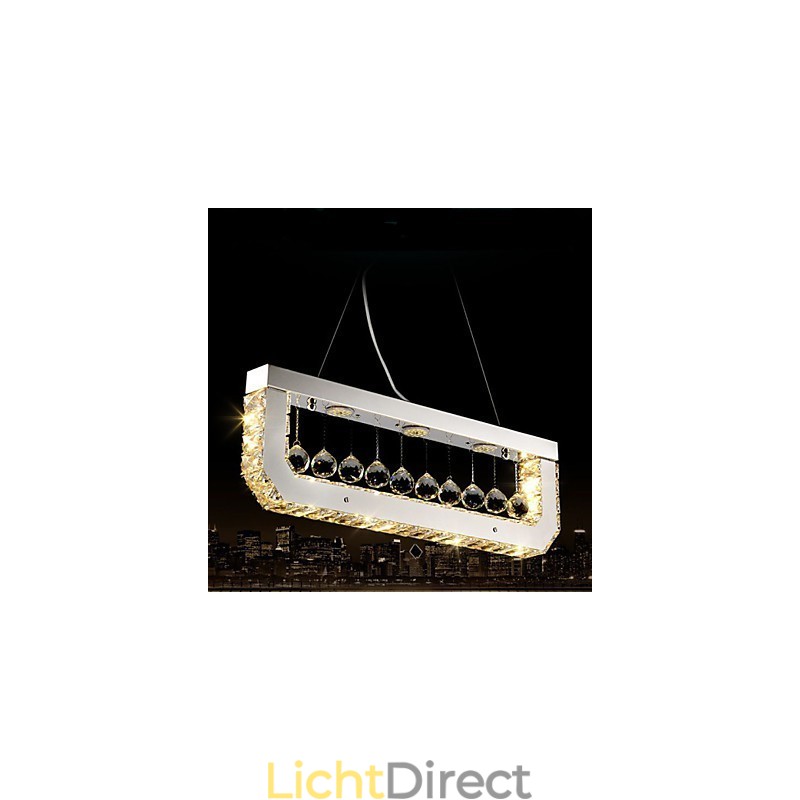 Kristallen kroonluchter hanglamp van rechthoekig geel licht